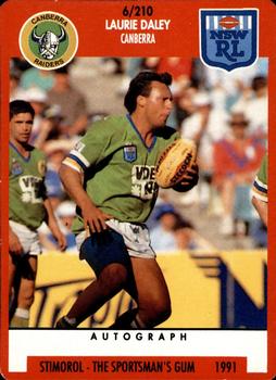 1991 Stimorol NRL #6 Laurie Daley Front